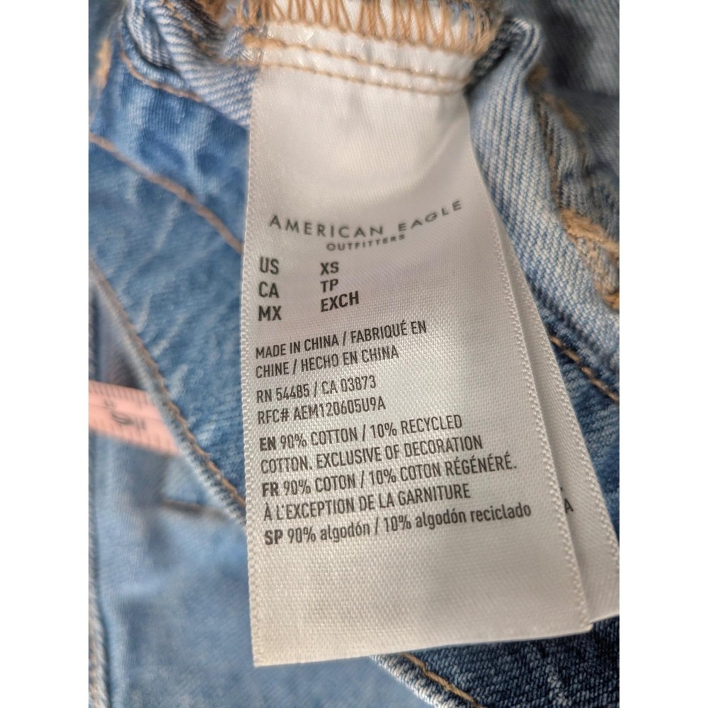 AEO American Eagle XS Dreamy Drape Blue Denim Cropped Utility Cargo Jeans Jacket - Picture 5 of 8